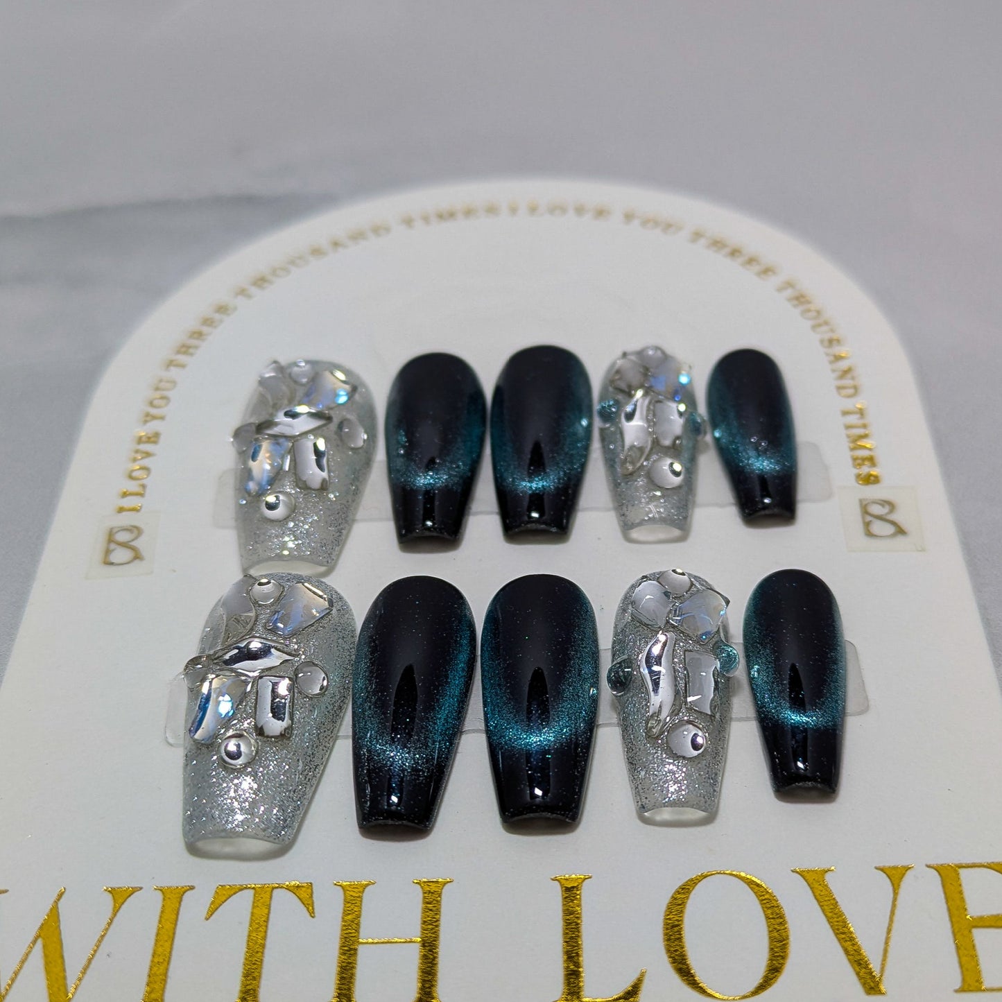 Black Crystal Galaxy- Press on Nails