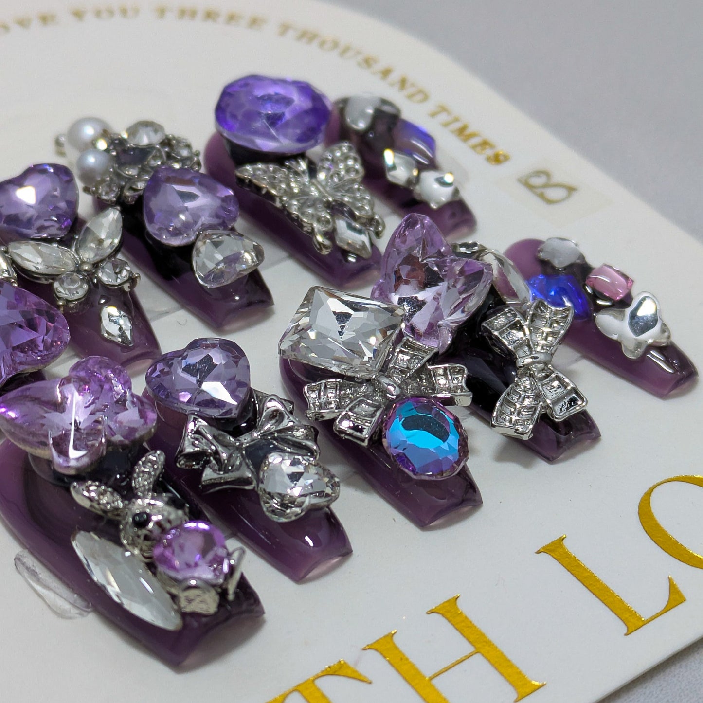 Purple Crystal Party - Press on Nails
