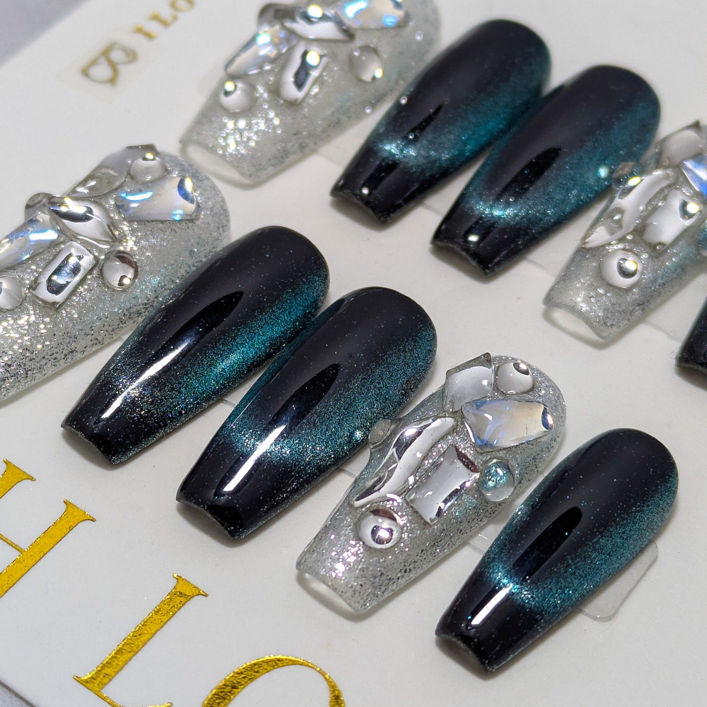 Black Crystal Galaxy- Press on Nails