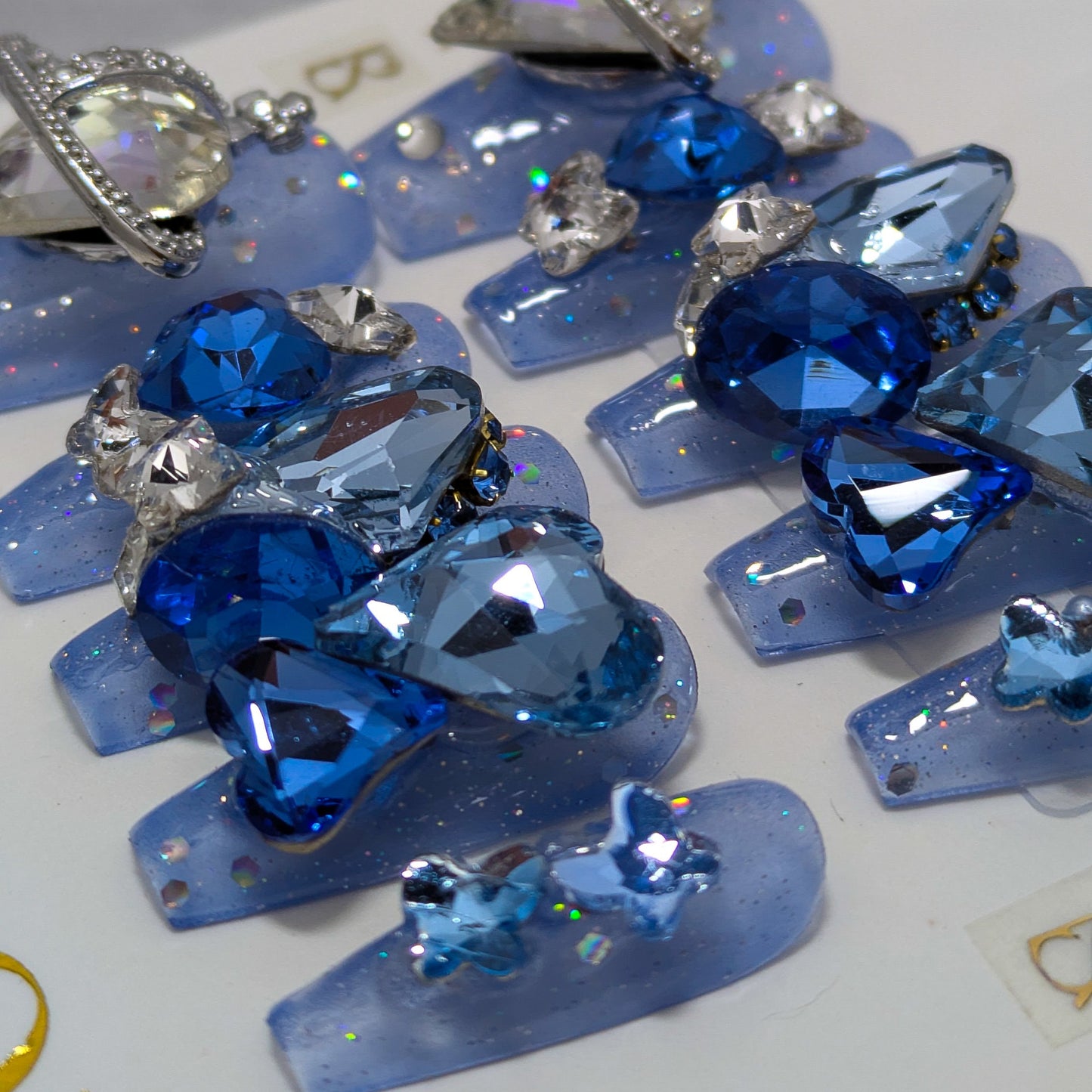 Blue Heart Ring - Press on Nails