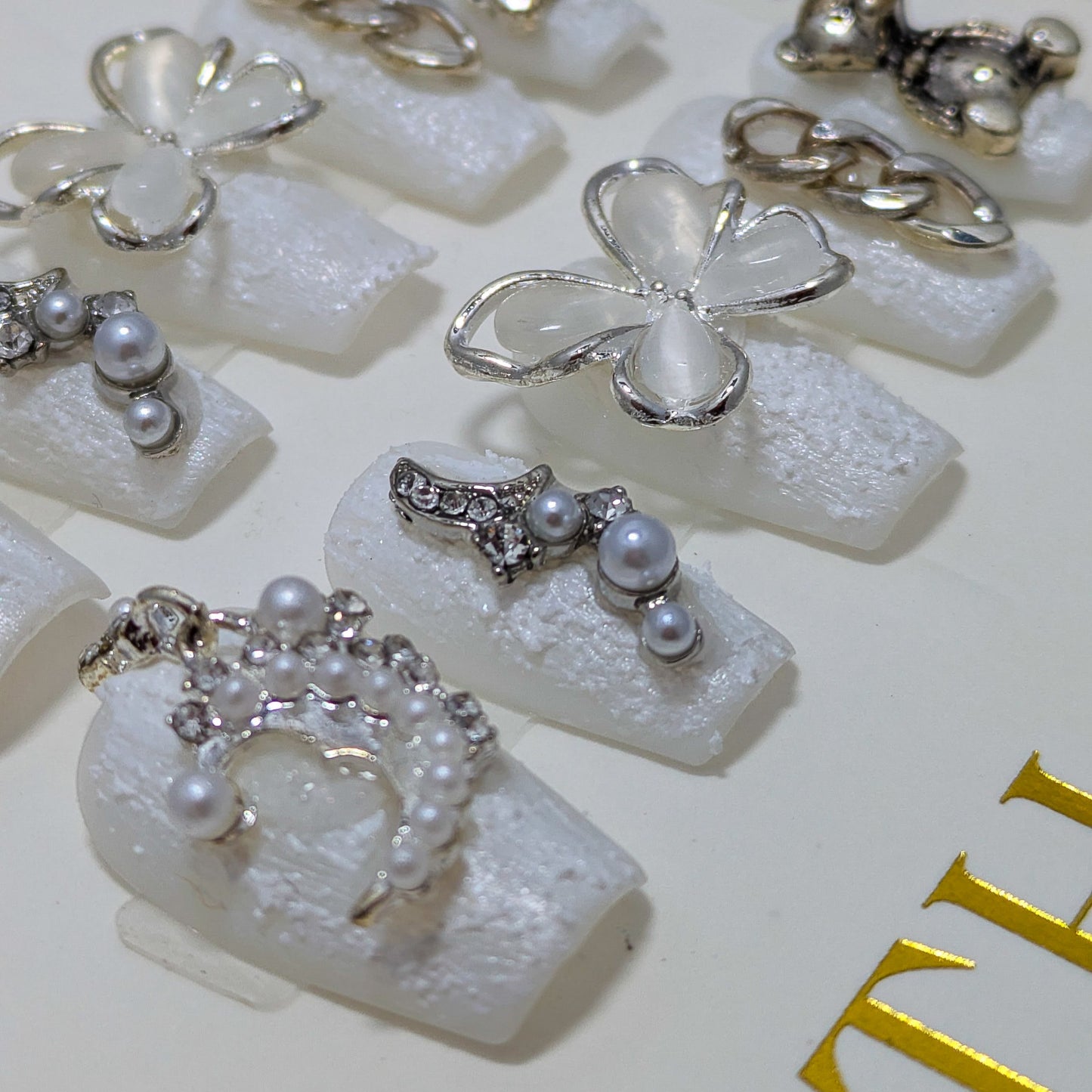 White Moon Butterfly - Press on Nails