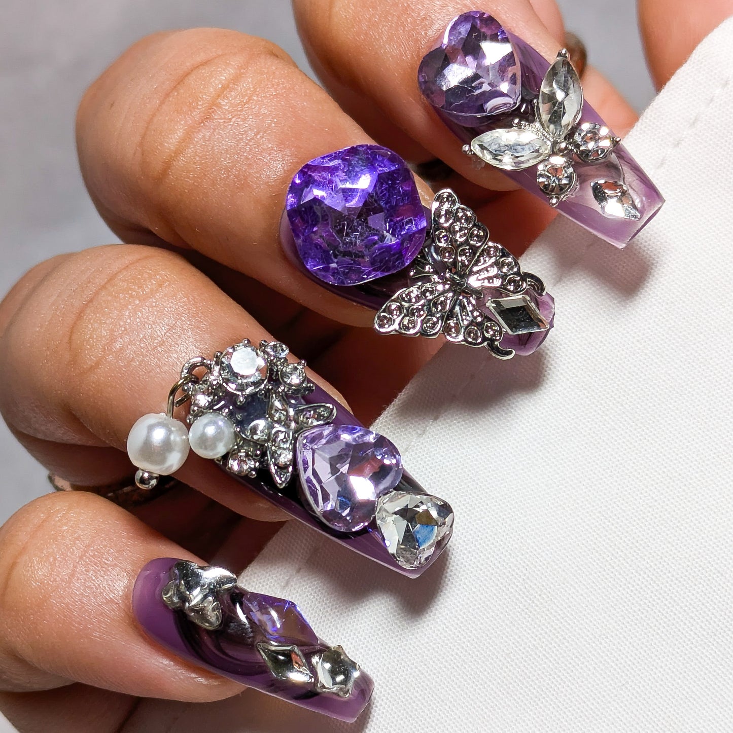 Purple Crystal Party - Press on Nails