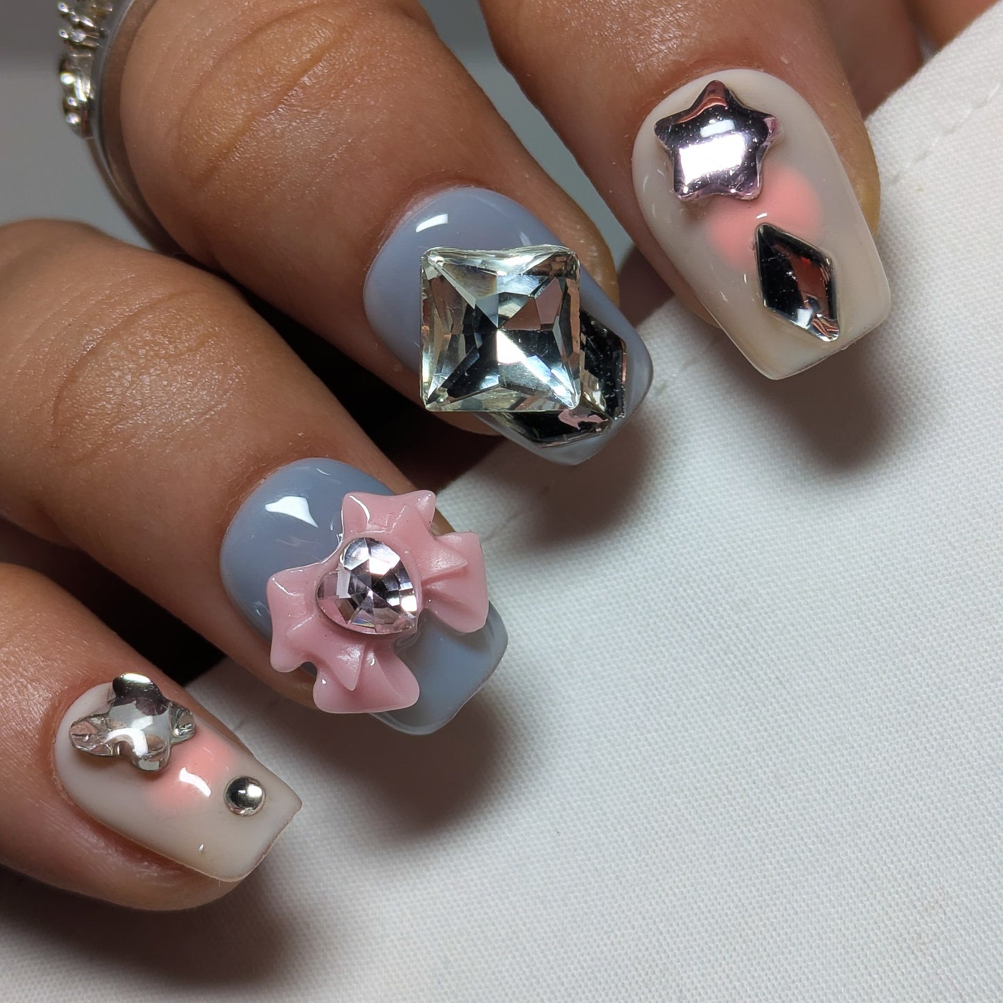 Pink Star Moon - Press on Nails