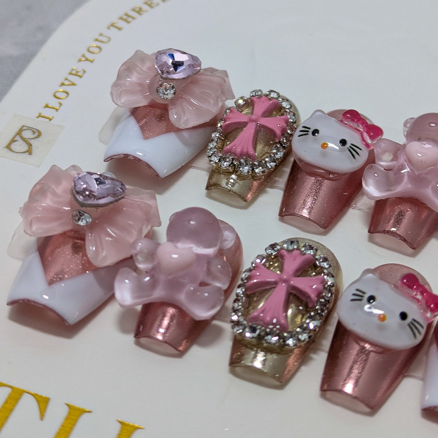 Pink Kitty- Press on Nails