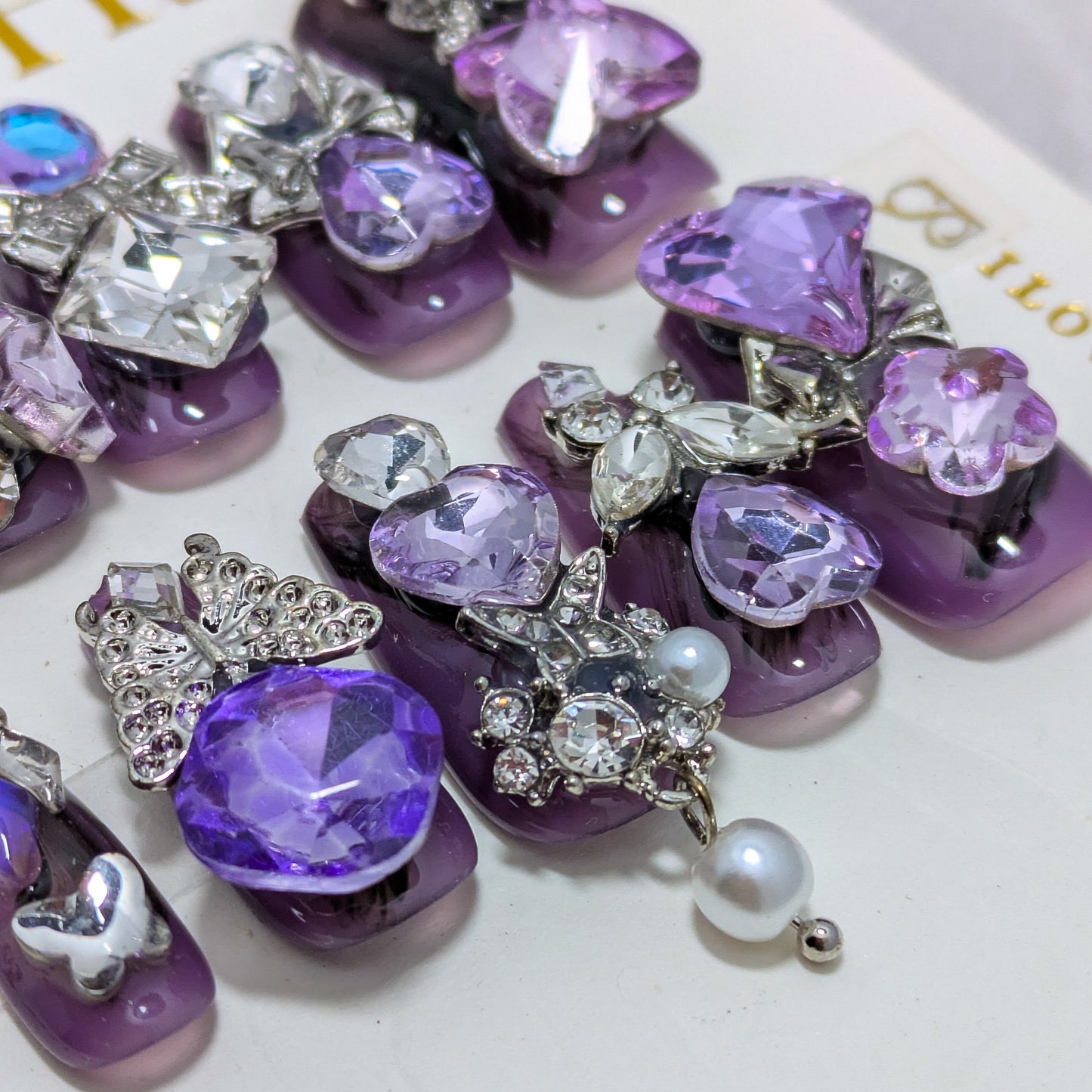 Purple Crystal Party - Press on Nails