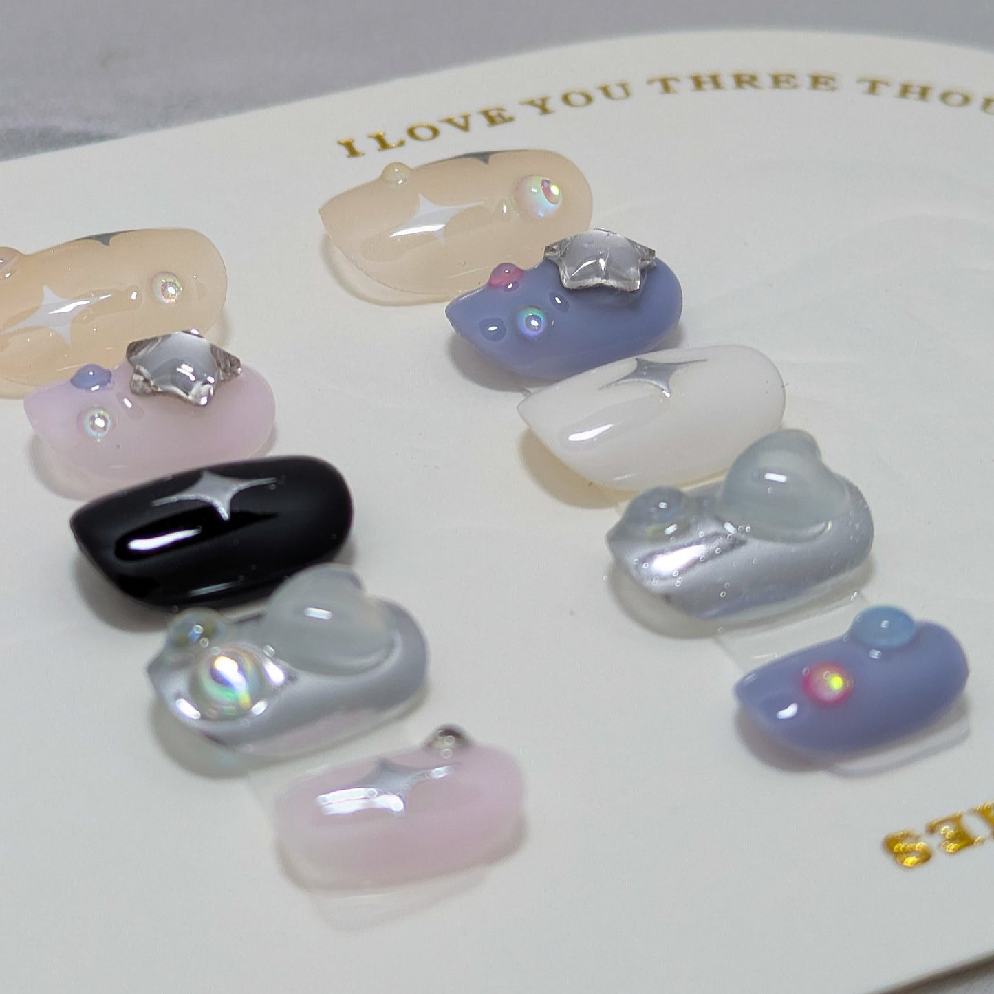 Cotton Candy stars - Press on Nails