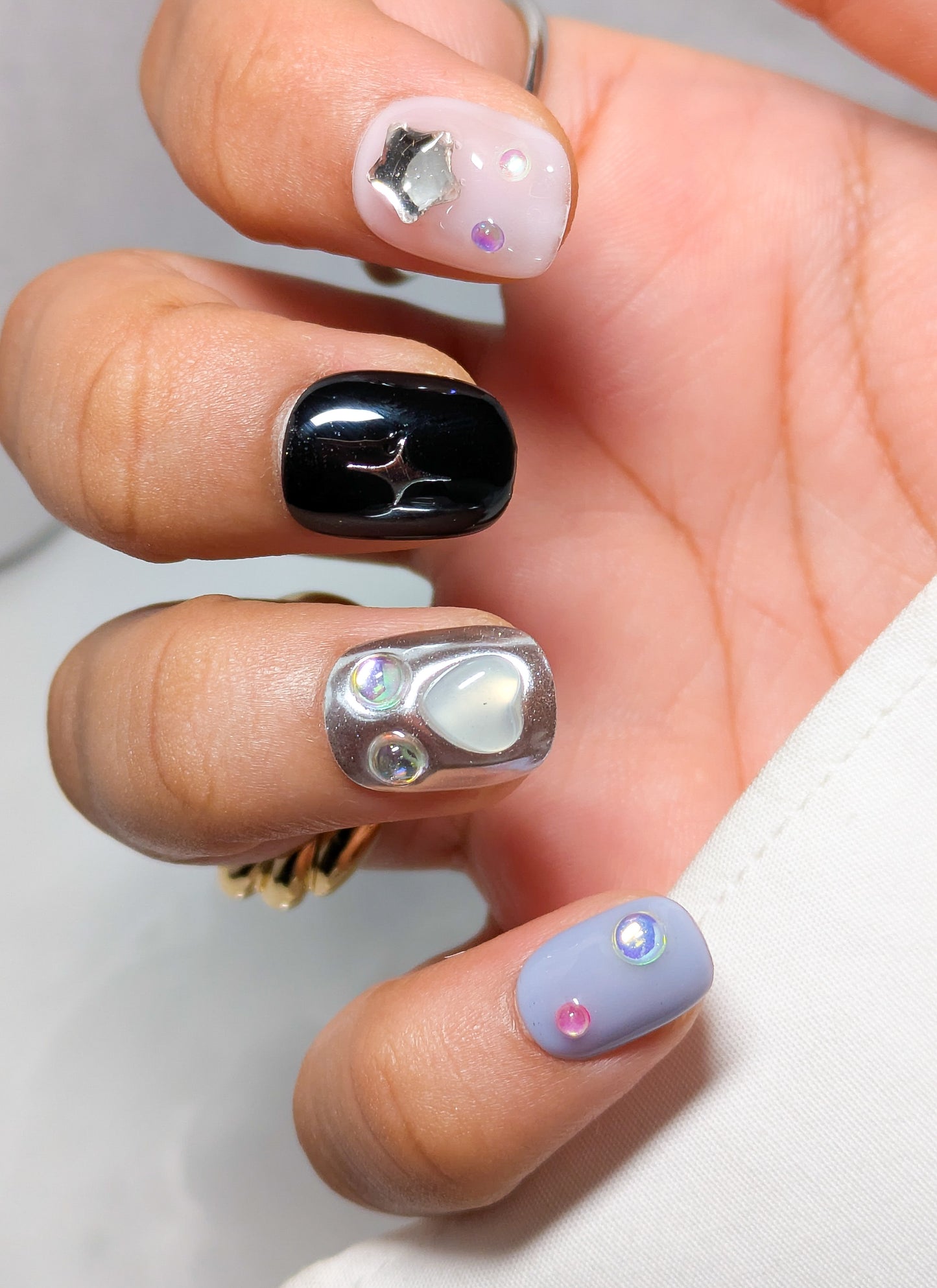 Cotton Candy stars - Press on Nails