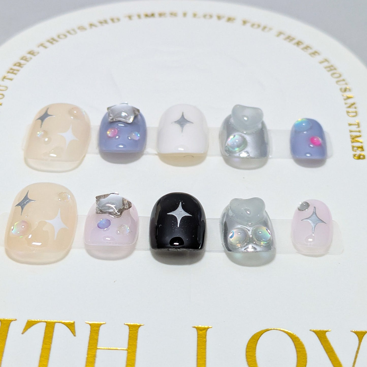 Cotton Candy stars - Press on Nails