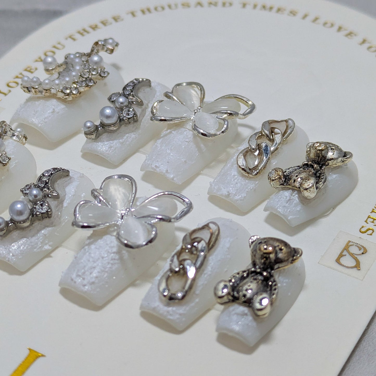 White Moon Butterfly - Press on Nails