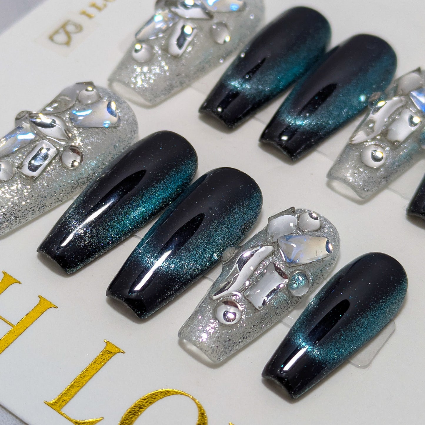 Black Crystal Galaxy- Press on Nails