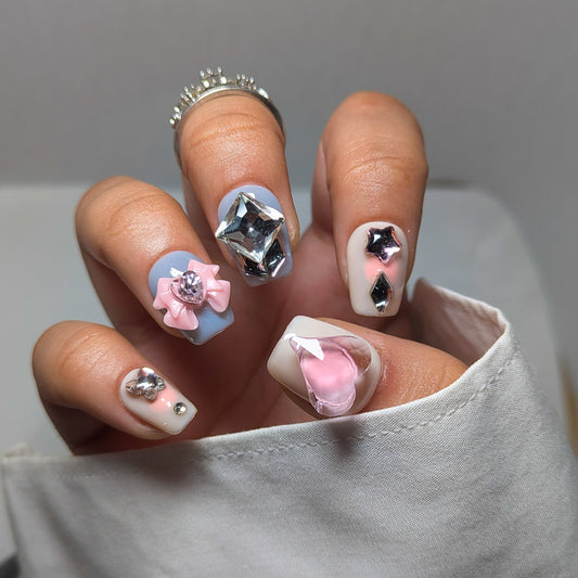 Pink Star Moon - Press on Nails