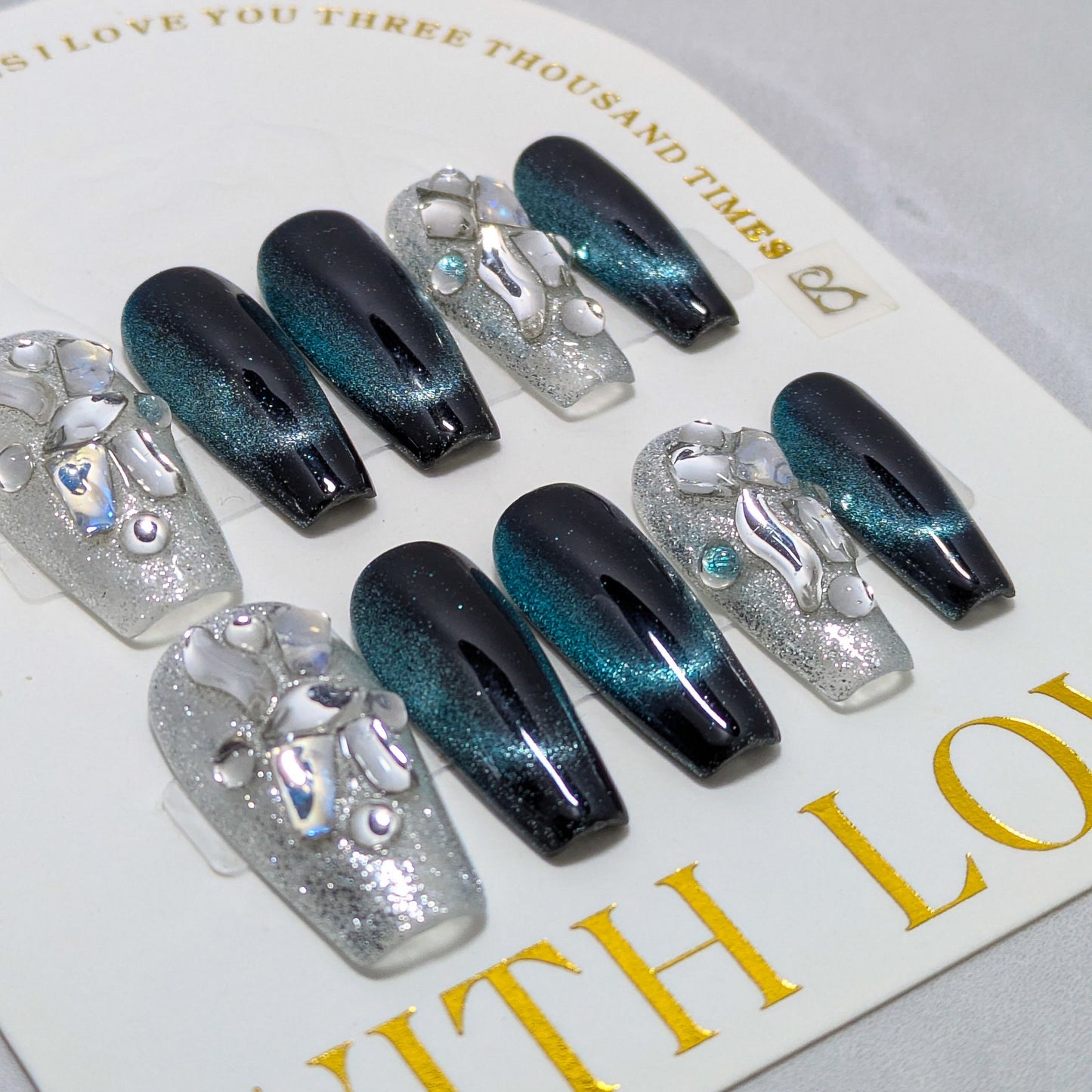 Black Crystal Galaxy- Press on Nails
