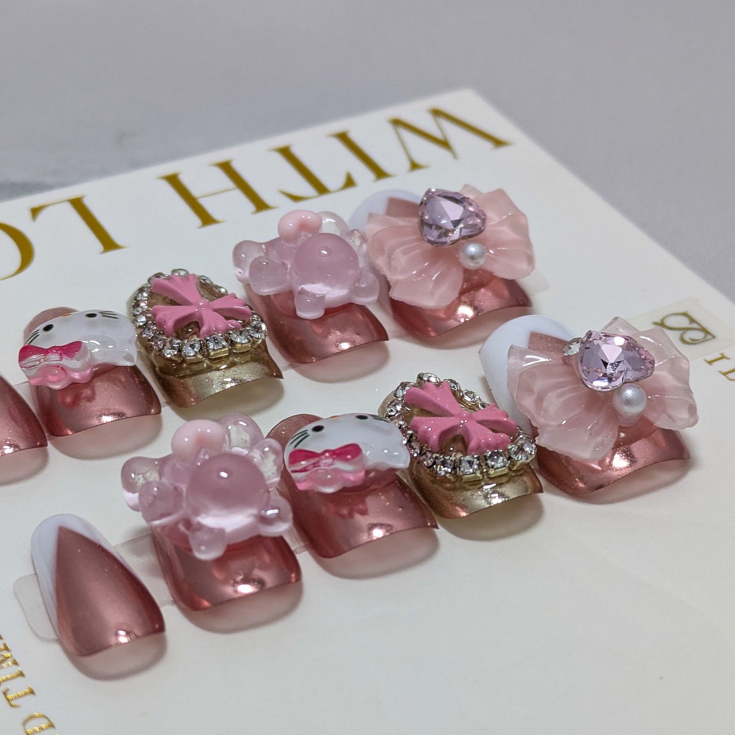 Pink Kitty- Press on Nails