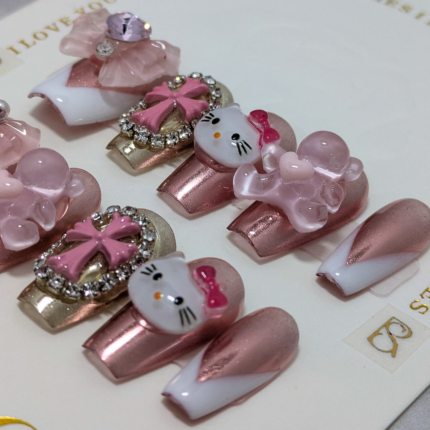 Pink Kitty- Press on Nails