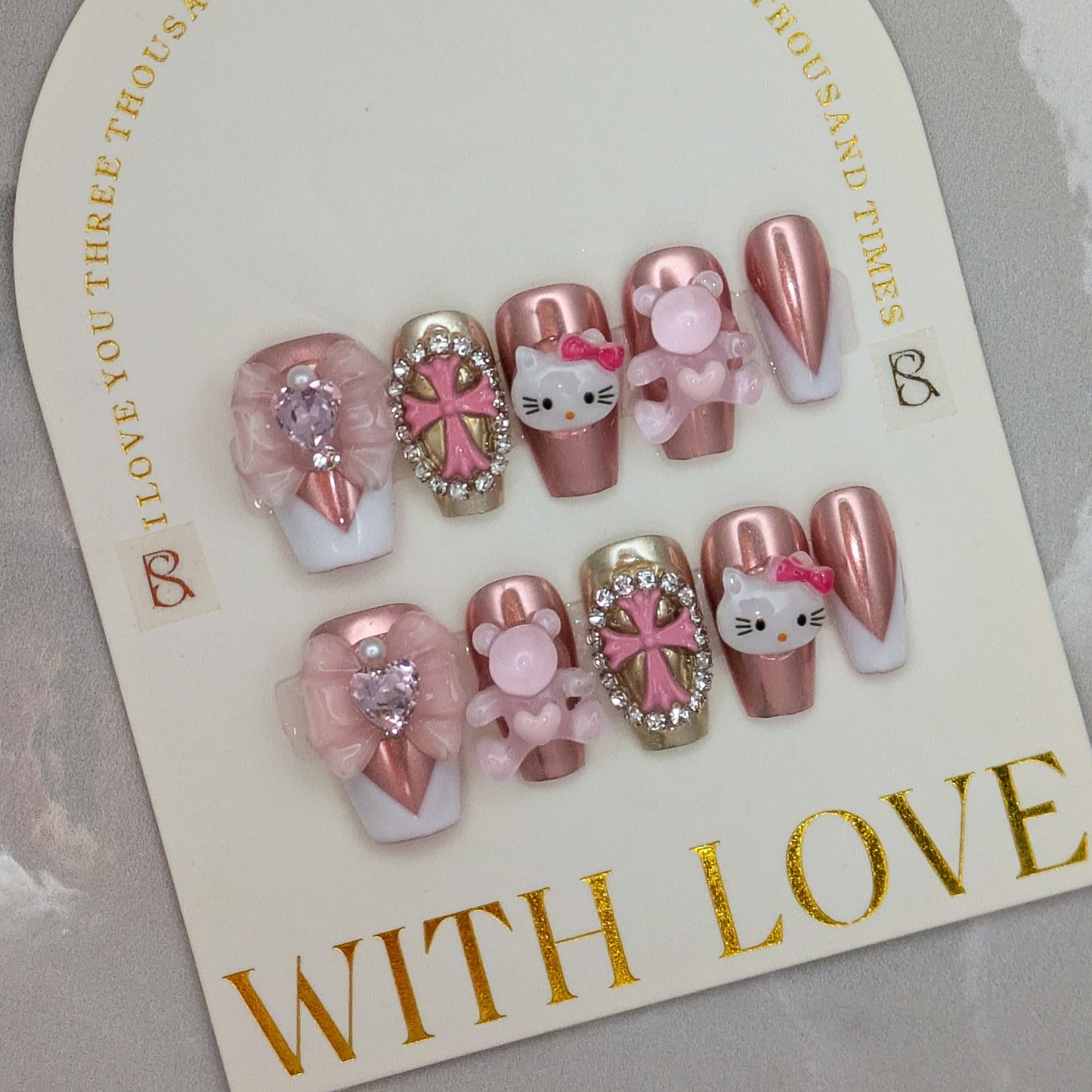Pink Kitty- Press on Nails