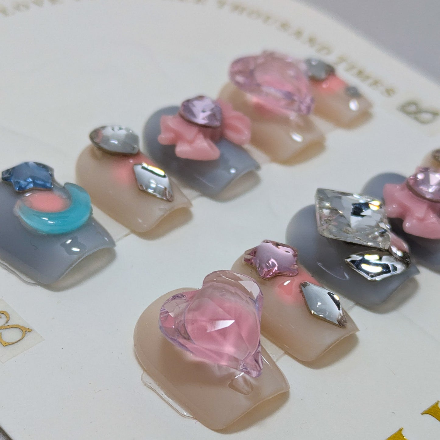 Pink Star Moon - Press on Nails