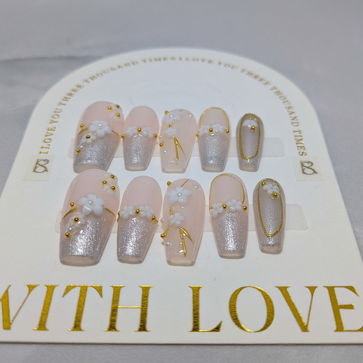 Silver valley flower - Press on Nails