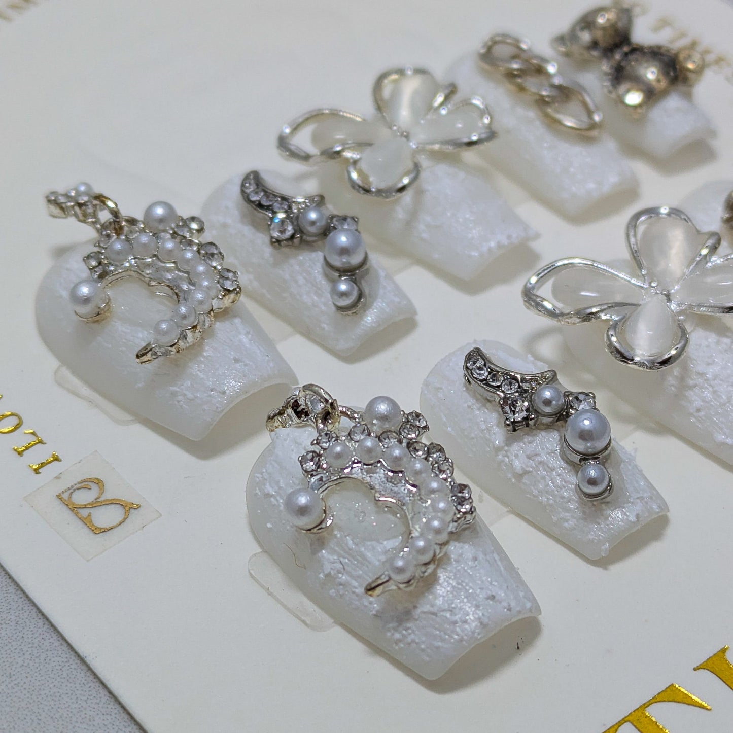 White Moon Butterfly - Press on Nails